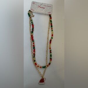 🛍️Any 5 items for $15 🛍️ Christmas hat two-tiered necklace